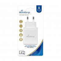 MediaRange Dual USB mains charger, 3.1 A output power, white
