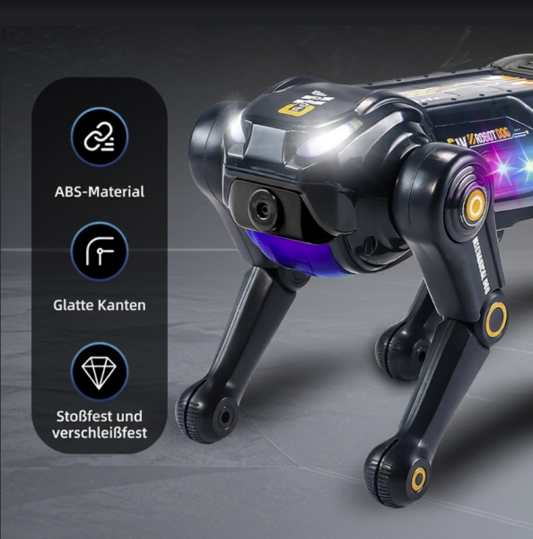 KI-Spray-Roboterhund - Ferngesteuerter Roboter-Hund mit Sprachsteuerung, Sprühnebel, Stunts, Musik & LED-Licht